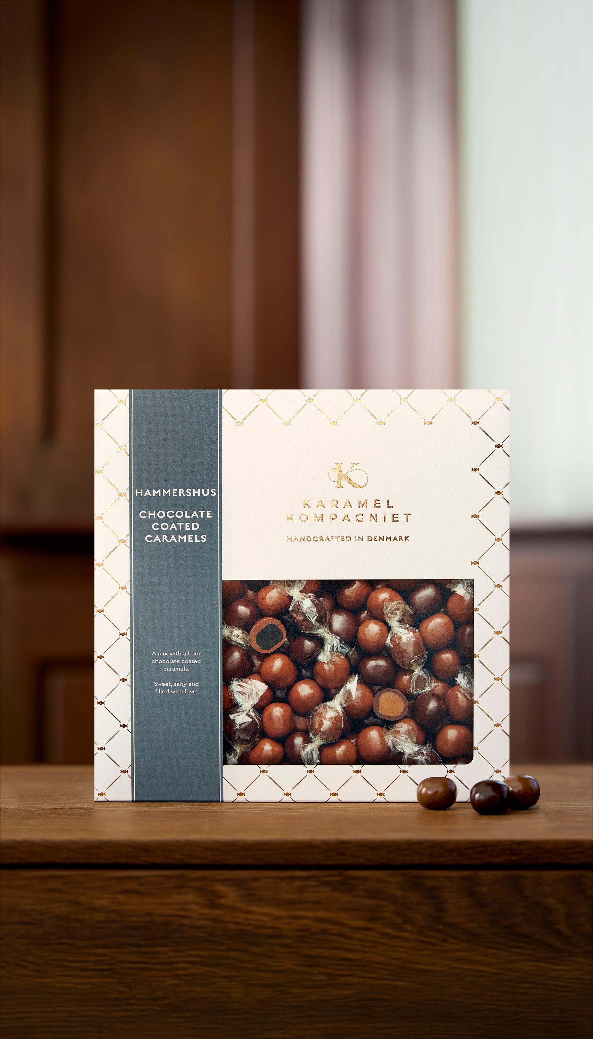 Karamelkugler overtrukken med chokolade, Hammershus, fra Karamel Kompagniet