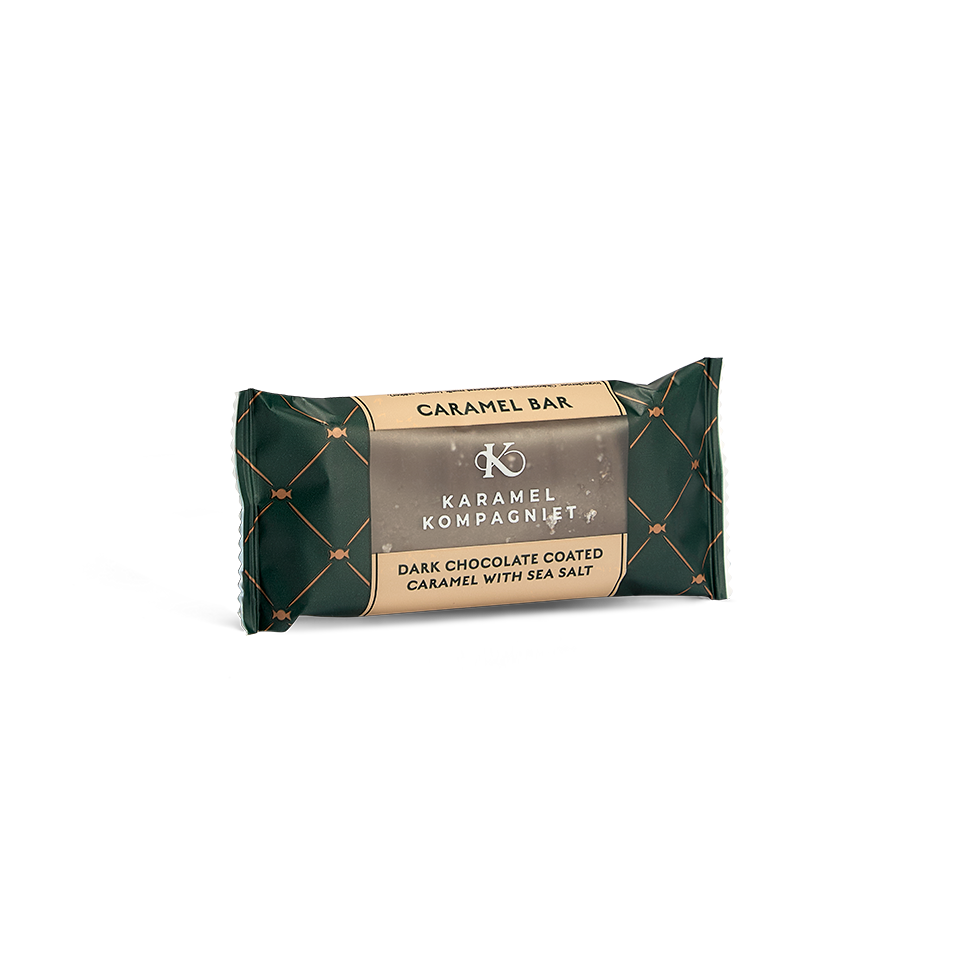 Chokoladeovertrukken Saltkaramel Bar indpakket